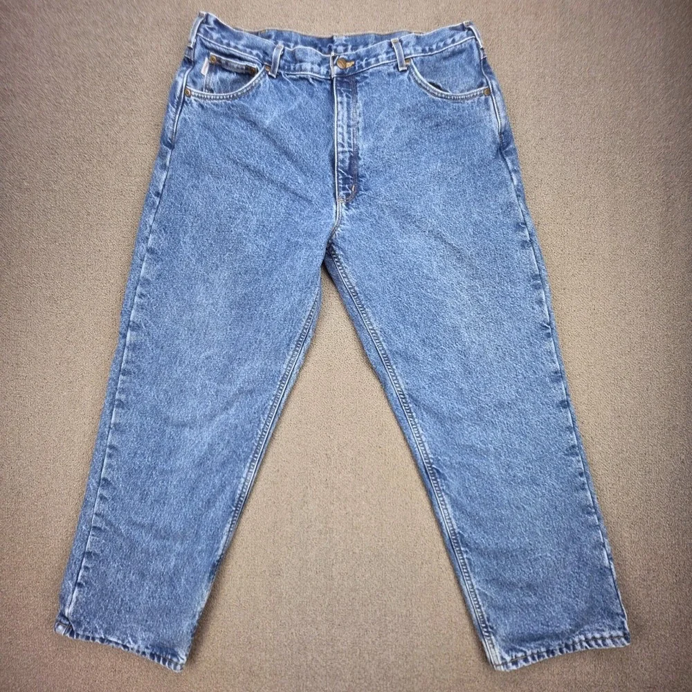 Carhartt B172‎ Flannel Lined Jeans Mens Blue Relaxed Fit Dark Stonewash 40x30